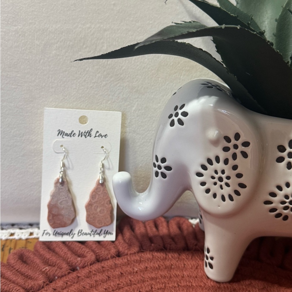 Handcrafted Fossil Coral Sterling Silver Dangle Earrings